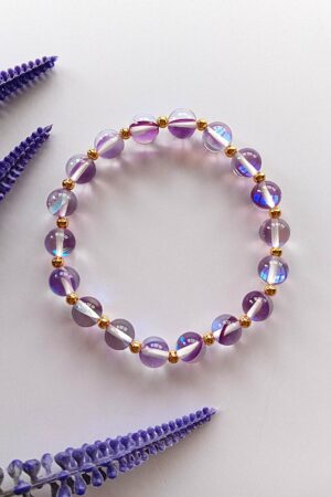 Lavender Rainbow Aura beads Bracelet