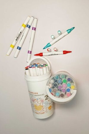 Dual Tip Brush Acrylic Markers 24 Color Non-Toxic