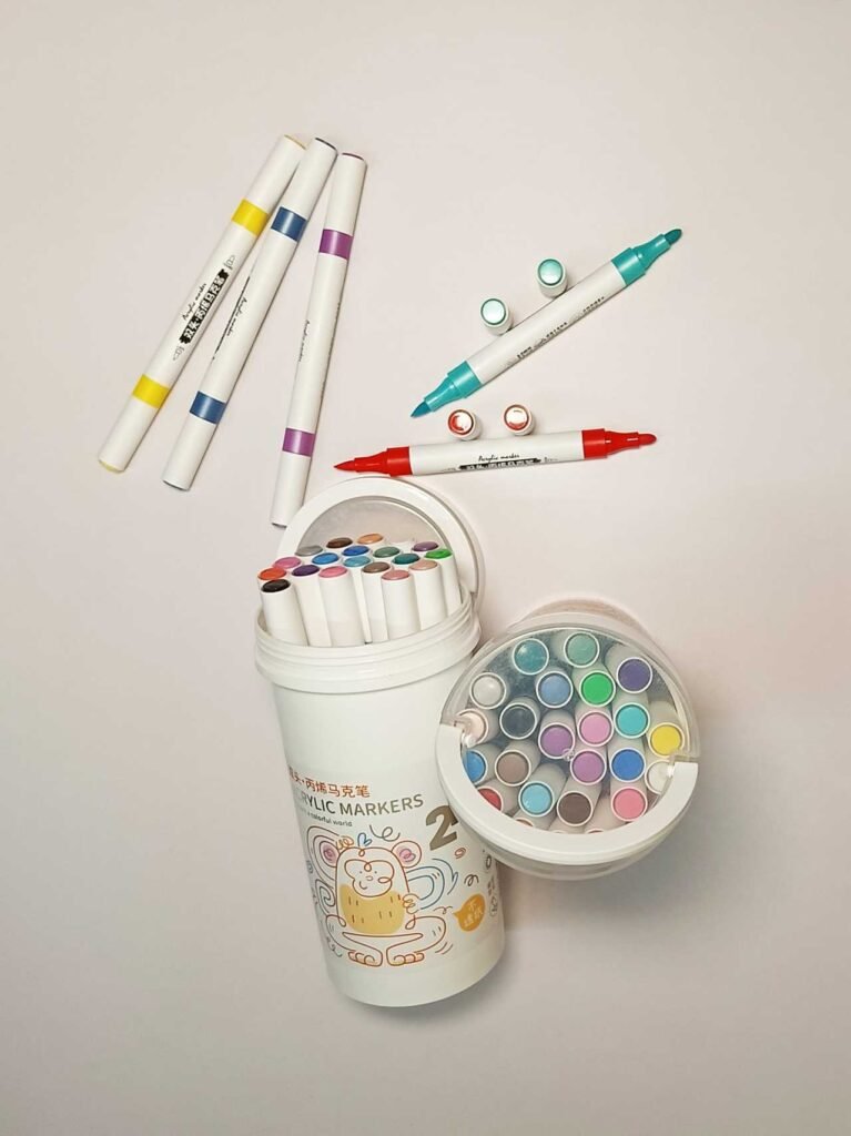 Acrylic Markers 24 Color: Non-Toxic Acrylic Paint Pens with Dual Tip Brush