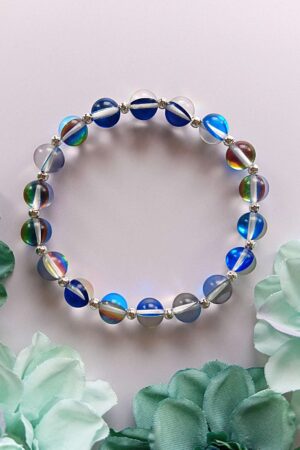 Blue Rainbow Aura beads Bracelet