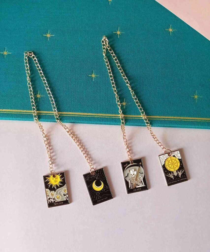 Black Tarot Cards Charms Bookmarks Set