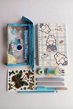 Blue Good Luck Bunny Notebook Set