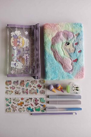 Rainbow Fur Unicorn Notebook Set