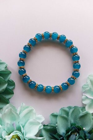 Teal Jade Glass Beads Bracelet