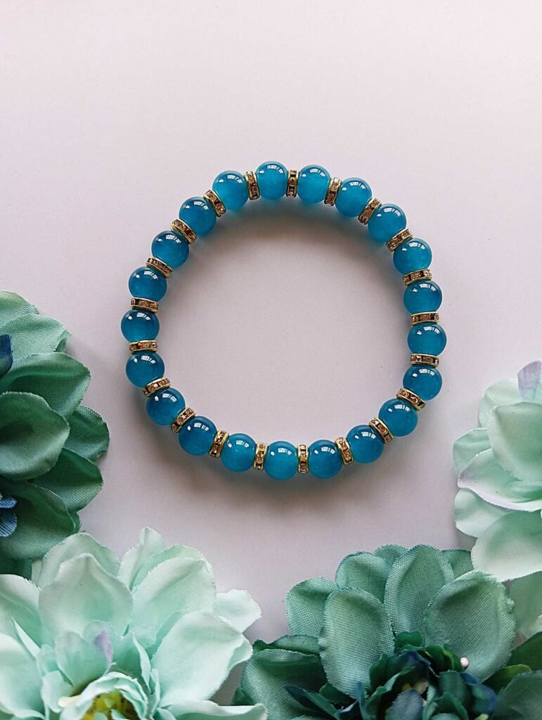 Teal Jade Glass Beads Bracelet