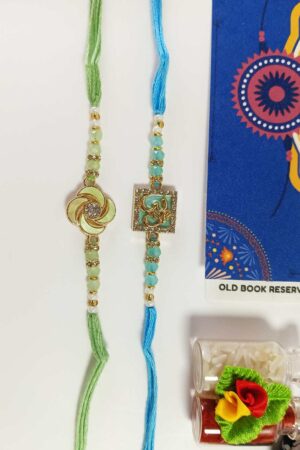 Travel Rakhi Gift Box: Blue and Green Rakhi Set for Brother