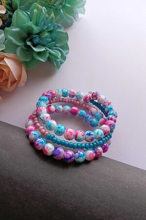 Cotton Candy Dream Beaded Wrap Bracelet