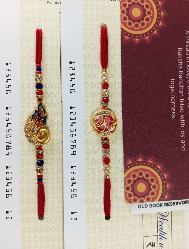 Meenakari Rakhi Gift Box: Cheque Rakhi Set for Brother