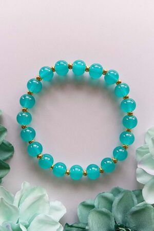 Cyan Jade Glass Beads Bracelet