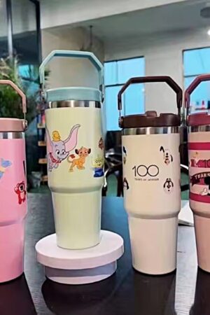 Cartoon Flip up Straw Stainless Steel Tumbler 900 ml