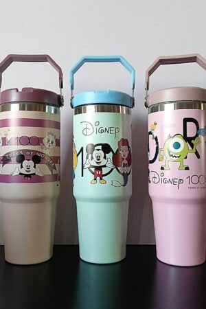 Cartoon Flip up Straw Stainless Steel Tumbler 900 ml