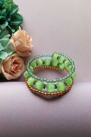 Emerald Elegance Beaded Wrap Bracelet
