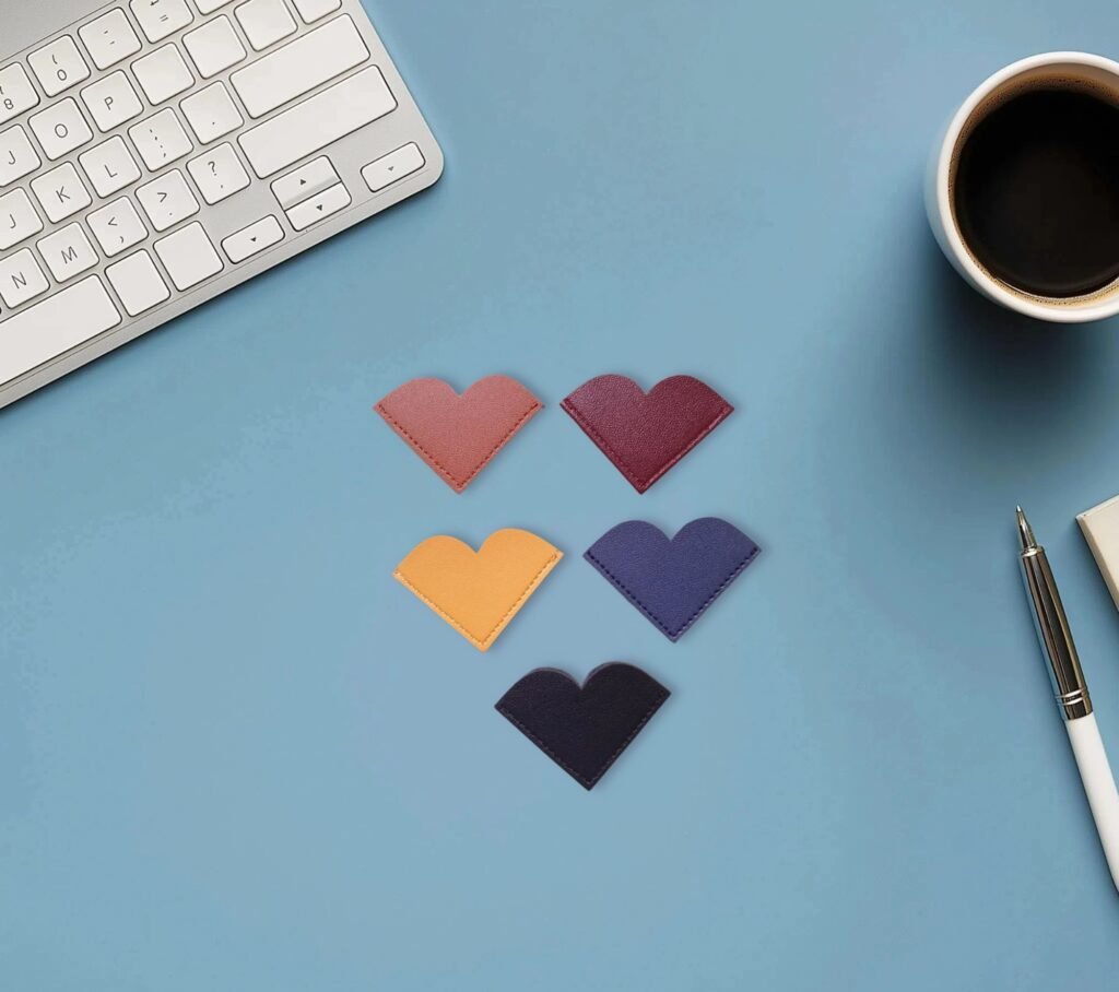 Leather Bookmark Heart Set: 5 Pcs Corner Page Bookmarks