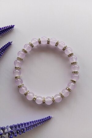 Lavender Jade Glass Beads Bracelet