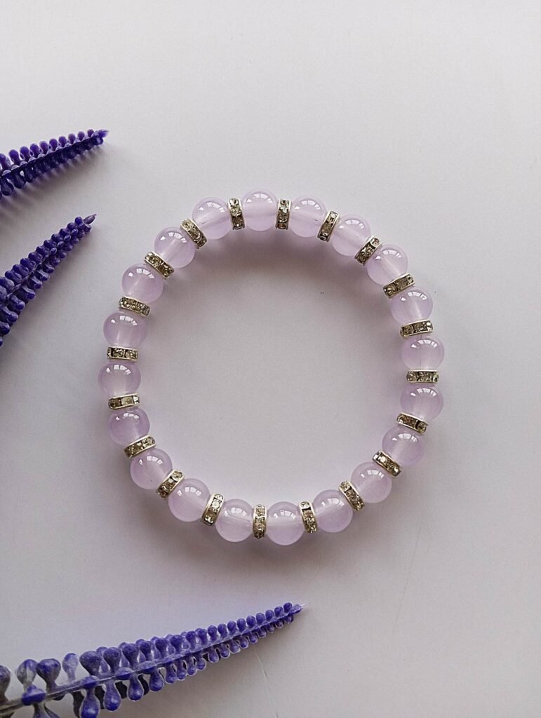 Lavender Jade Glass Beads Bracelet