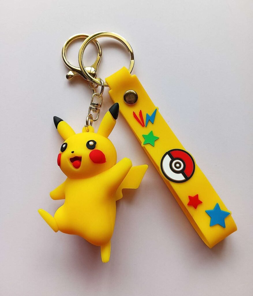 Pikachu 3D Silicon Keychain Bag charms with Lanyard
