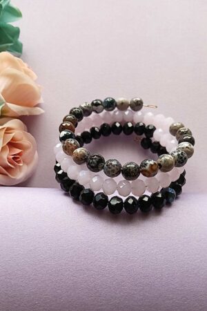Midnight Rose Beaded Wrap Bracelet