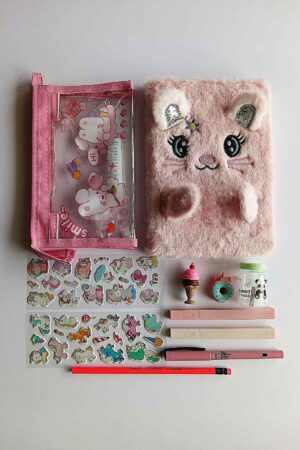 Pink Fur Cat Notebook Set