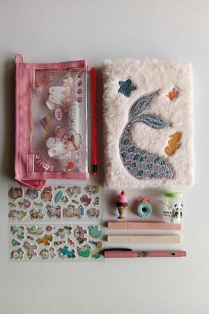 Pink Fur Mermaid Notebook Set