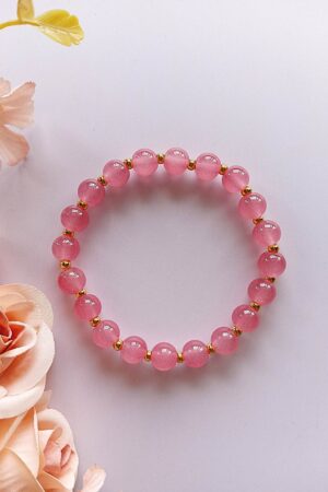 Rouge Pink Jade Glass Beads Bracelet