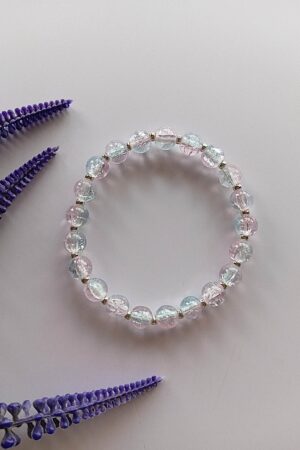 Misty Rose Gradient Glass Beads Bracelet