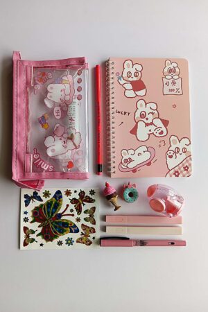 Pink Lucky Rabbit Notebook Set