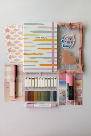 Pink Brushstrokes Stationery Set
