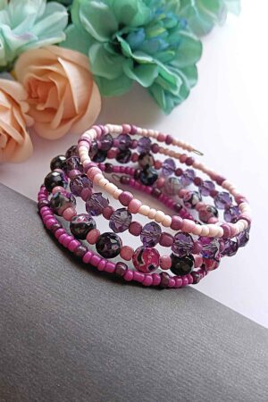 Lush Lavender Beaded Wrap Bracelet