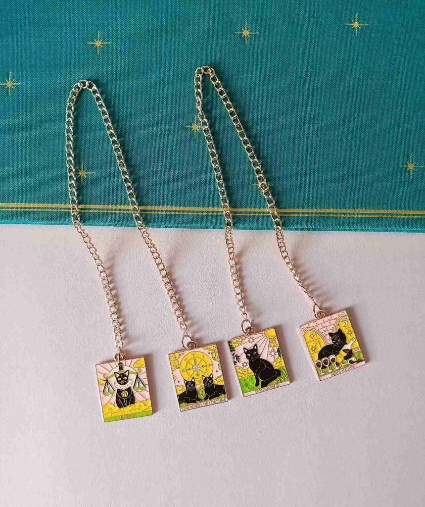 Pink Tarot Cards Charms Bookmarks Set