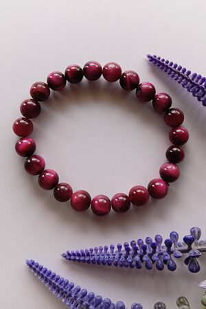 Natural Pink Tiger Eye bracelet 8mm beads 7.5inch