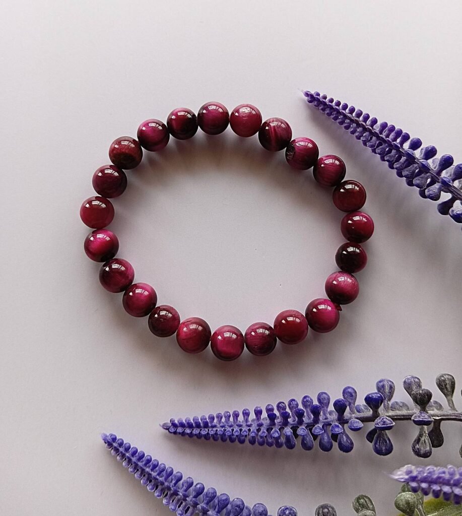 Natural Pink Tiger Eye bracelet 8mm beads 7.5inch