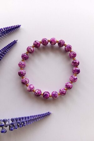 Magenta Marble Jade Glass Beads Bracelet