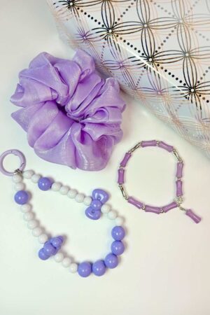 Lavender Bracelet Jwellery Gift Set with Scrunchie and Phonecharm/Bagcharm