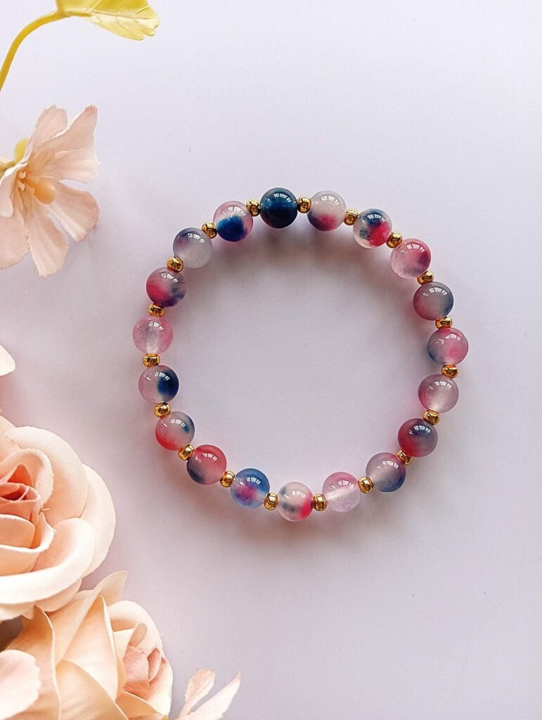 Coral Sky Jade Agate Beads Bracelet