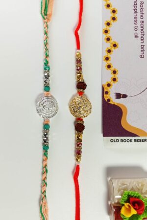Rudraksha Rakhi Gift Box: Designer Rakhi Set for Brother
