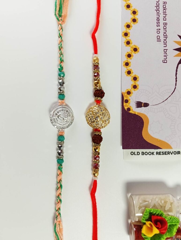 Rudraksha Om Rakhi Gift Box: Designer Rakhi Set for Brother