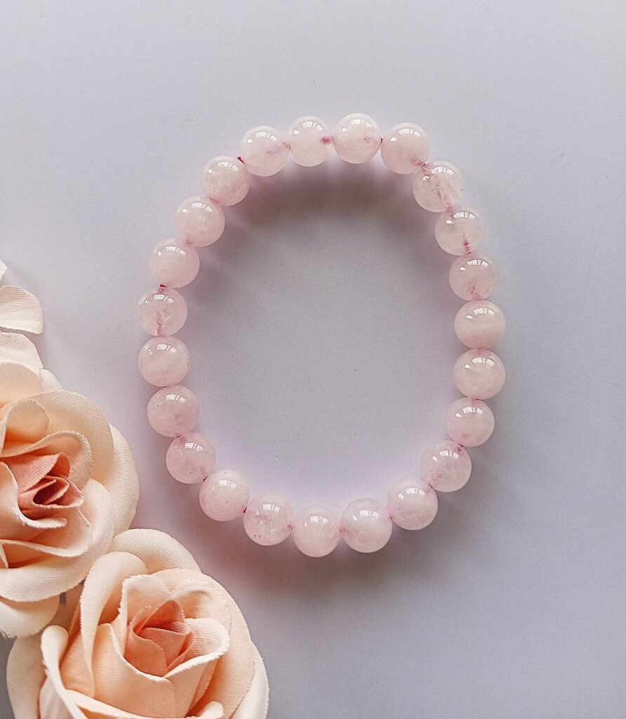 Natural Rose Quartz Bracelet 8mm beads 7.5inch