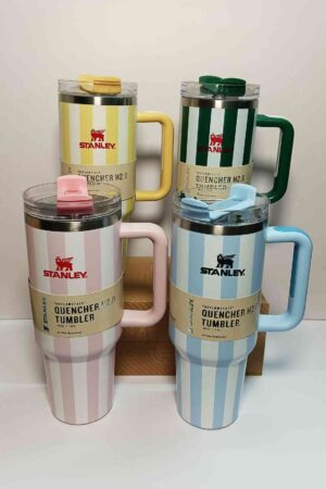 Stanley Quencher H2.0 Tumbler- Striped Cabana Gloss Oasis Collection 1.18L/40oz