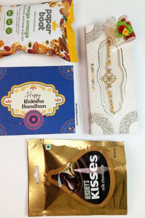 Four Leaf Clover Rakhi Gift Box: Lucky Charm Designer Rakhi Set