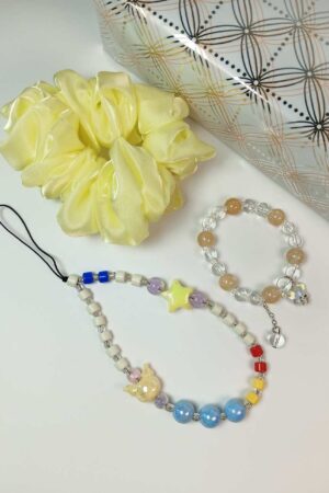 Yellow Bracelet Jwellery Gift Set with Scrunchie and Phonecharm/Bagcharm